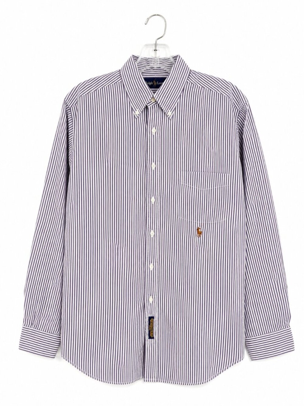 Vintage 90s Tommy Hilfiger Crest Pinstripe Shirt L 16-34 Classic Ivy League Prep - Picture 2 of 8